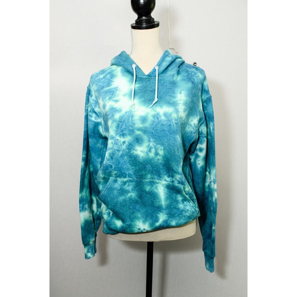 Artist Union Sweatshirt Small Clothing Co Tie Dye Hoodie Unisex Teal Blue
